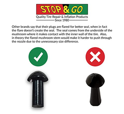 Stop & Go 1075 30 Piece Tubeless Tire Plugger Repair Kit for Punctures and Flats on Car, Motorcycle, ATV, Jeep, Truck, & Tractor (25 Mushroom Plugs) - size: 30 Piece Tire Plugger Repair Kit w/ Canvas Bag