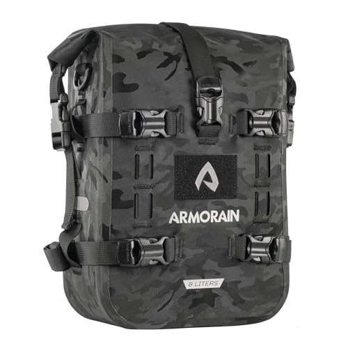 Motorcycle Crash Bar Bag Waterproof Storage Capacity 6L/8L Bumper pack Fender pouch Universal motor kit bags (8L Black Camo) - color: 8L Black Came