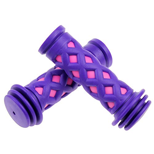 SAPLIZE Kids Bike Handlebar Grips, Shorter Length(4.13"), for Kids Girls Boys Bikes, Balance Bikes, Road Bikes and Scooters, Soft and Comfortable - color: Purple, Shorter Size