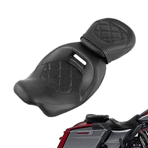Low-Profile Driver Passenger Seat Pillion Set Fits for Harley Touring 2009-2023 Street Glide Road Glide Road King Ultra Limited - color: Seat Black