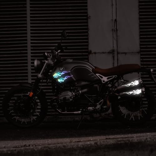 8pcs Flame Reflective Sticker for Bikes, 5.9"X1.2" Flame Car Decals, Sports Flames Shape Stripe Stickers for Motorcycles Bike Skateboard Laptop DIY Car Decoration, Reflective Car Stickers Decals