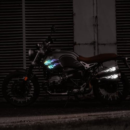 8pcs Flame Reflective Sticker for Bikes, 5.9"X1.2" Flame Car Decals, Sports Flames Shape Stripe Stickers for Motorcycles Bike Skateboard Laptop DIY Car Decoration, Reflective Car Stickers Decals