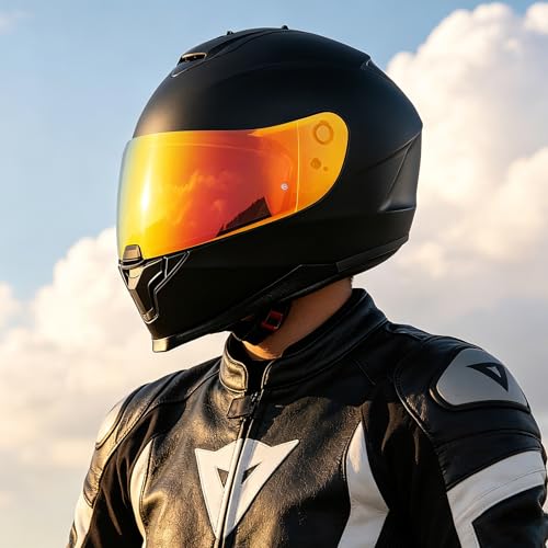 C70 Helmet Visor Replacement Face Shield Compatible with C70/ HJ20M/ FG-17/ FG-ST/IS-17 Motorcycle Helmets (Chrome Red) - color: Chrome Red