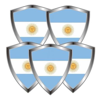 Argentina Flag Decal Sticker - Argentine Flags Shield Shape Reflective Vinyl Car Stickers - for Car Window Bumper Laptop Waterproof Sticker (5Pcs) - color: Argentina