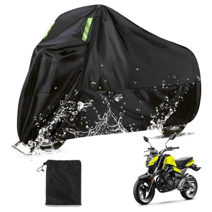 Motorcycle Cover Waterproof Motorbike Cover All Season 190T Durable Night Reflective Snow Cover with Lock-Holes & Storage Bag Vehicle Cover for Outdoor 116 x 55 x 43 inches - size: 116 x 55 x 43 inches