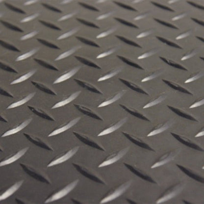 Rubber-Cal Diamond-Plate Rubber Flooring Roll - 3 mm x 4 ft x 2 ft Roll - Black - size: 24"L x 48"W x 0.1"Th