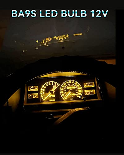 Keiurot 1893 Led Bulb 1895 1815 1816 53 57 Bulb BA9S Led Bulb for Indicator Lights Car Dome Map Trunk License Plate Courtesy Step Light Yellow DC/AC 12V, 10-Pack - color: Yellow BA9S Led Bulb