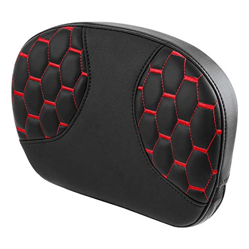 C.C. RIDER Sissy Bar Backrest Pad Fit For Harley Touring Road King Road Glide 1997-2022 CVO Street Glide Ultra Classic - color: Red Stitching, size: Style C