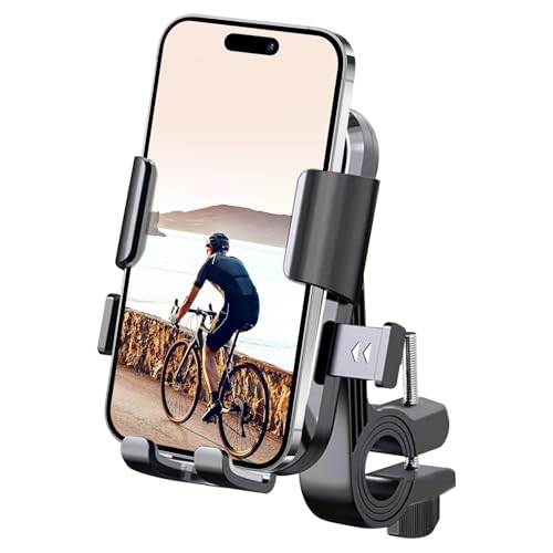 Bike Phone Mount Holder for Electric Scooter, Motorcycle & Ebike – Universal Handlebar Cell Phone Holder, Anti-Shake Design, Easy Install, Compatible with iPhone & Android