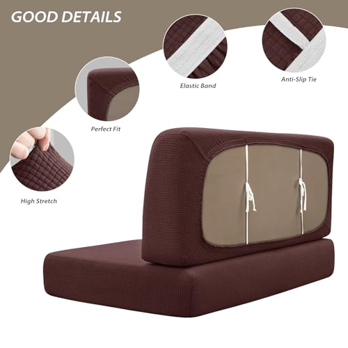 Gollense RV Dinette Cushion Covers Set of 2, Waterproof Stretch Camper Cushion Covers, Sectional Replacement RV Seat Covers for Trailer Couch, Includes 2 Backrest Cover & 2 Bench Cover (Chocolate) - color: Chocolate