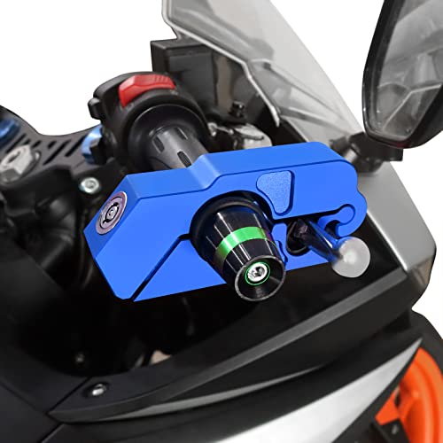 BAIONE Motorcycle Grip Lock Handlebar Throttle Security Lock Anti-Theft Scooters fit for ATV Motorcycles Dirt Street Bike (Blue) - color: Blue