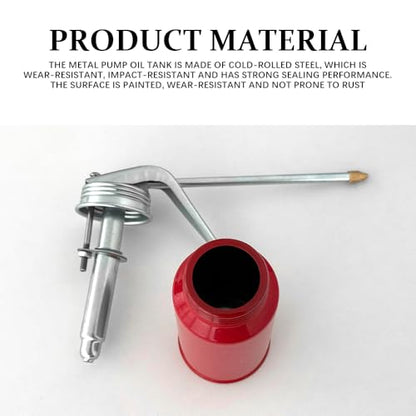2PCS Oil Can Pump Oiler, Manual Pump Oiler, Pump Oil Can with Metal and Long Spout, 200ml Gun Oiler Spray Can Hand Pump Oil Cans Accessories for Lubrication Need of Cars Motorcycles