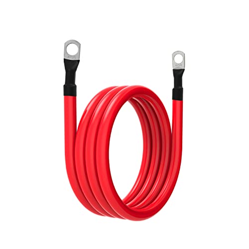 4 AWG Battery Cable 4AWG Gauge Pure Copper Battery Inverter Cables with 3/8 in Lugs Both Ends Power Inverter Wire Set for Automotive Solar Marine Boat RV Car Motorcycle Red and Black (6ft) - size: 6ft