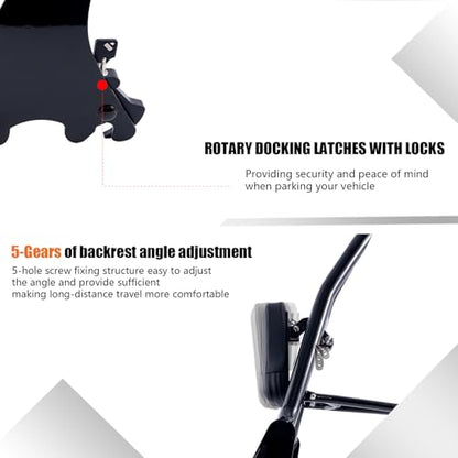 Kinglemc Sissy Bar backrest Luggage Rack for Harley Sportster XL883 XL1200 883 1200 Iron Superlow with Lock with Docking Hardware (Gloss Black-Upgrade) - color: Gloss Black-Upgrade