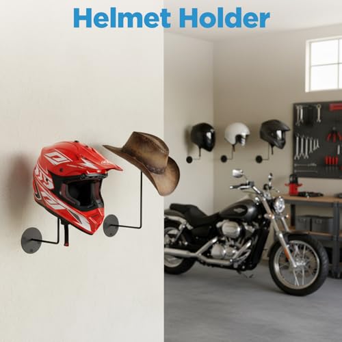 6PCS Helmet Hanger,Metal Motorcycle Helmet Holder Wall Mount Helmets Rack Multifunctional Ball Rack and Hat Hooks for Jacket Coats Basketball Volleyball Football Motorcycle Mask Bike Racks