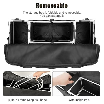 SUNPIE ATV Rear Rack Cargo Bag with Seat Cushion Pad, Soft Black Storage Bag with Upgraded Zipper for 4 Wheeler Polaris Sportsman 450 500 570, Scrambler, TRX FourTrax, Can-Am Outlander 570, Suzuki ATV - color: Black