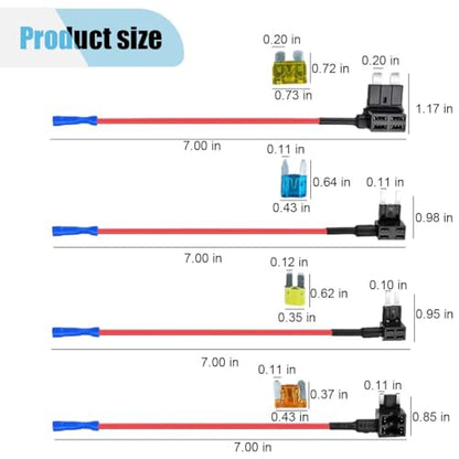 20PCS 12V Car Add-a-Circuit Fuse Tap, ATC ATO APM ATM Fuse Holder Adapter Kit, Standard Mini Micro2 and Low Profile Fuses Tap with Blade Fuses for Cars Trucks Boats (20PCS) - size: 20PCS