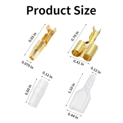 10 Sets Bullet Connectors 2 to 1 Wire Splitter Double Spade Electrical Connector Kit for 4mm Bullet Motorcycle Wiring Heat Shrink Butt Male and Female Terminals with Waterproof Sheath Sleeve