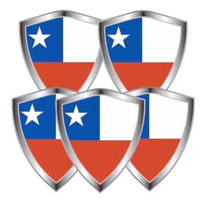 Chile Flag Decal Sticker - Chileans Flags Shield Shape Reflective Vinyl Car Stickers - for Car Window Bumper Laptop Waterproof Sticker (5Pcs) - color: Chile