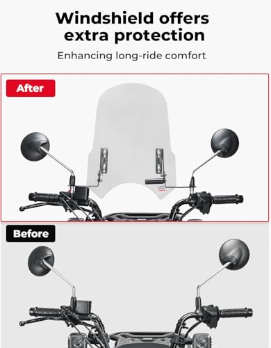 KEMIMOTO Motorcycle Windshield with Clamp Bar Compatible with CT125 2020-2026 Navi 2016-2026 CC110 2013-2025