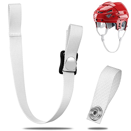 Hockey Helmet Chin Strap with Single Strengthened Snap Ice Hockey Chin Strap Replacement Parts Loop Repair Kit - color: White