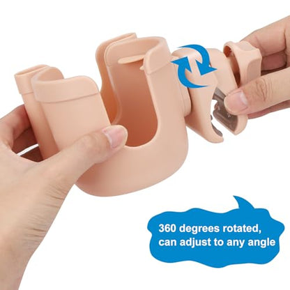 Accmor Stroller Cup Holder with Phone Holder, Bike Cup Holder, Universal Cup Holder for Uppababy Nuna Doona Strollers, 2-in-1 Cup Holder for Walker, Wheelchair, Scooter - color: All Pink & All Pink