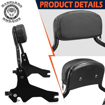 Detachable Chopped Sissy Bar Passenger Backrest with Docking for Harley Low Rider S ST Sport Glide 2018-Later Black(13-1/2") - size: 13-1/2"