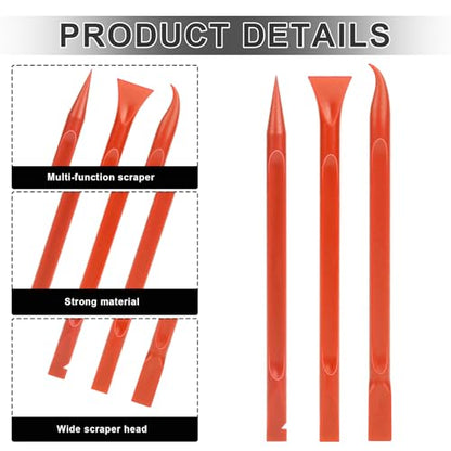 9 Pieces Plastic Scraper, No-Scratch Paint Scraper Tool Portable Car Crevice Cleaning Tool Multi-use Kitchen Scraper Small Sticker Remover for Tight Spaces, Crevices, Food, Labels, Oil Stains, Dirt - color: Red