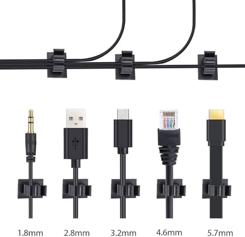 Viaky 30 Pcs Black Cable Wire Clips Adjustable Nylon Wire Holder Adhesive Cable Management Suitable for Maximum Diameter 0.6 inch (15.4mm) Cables - size: 30b-0.6inch