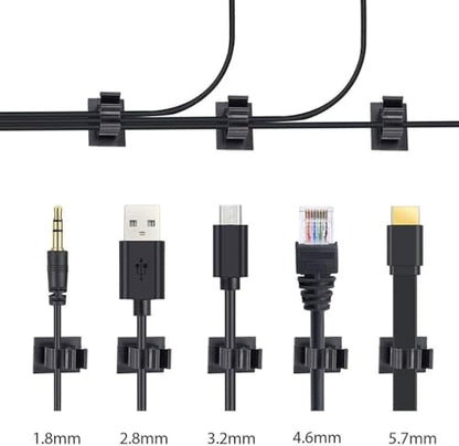 Viaky 30 Pcs Black Cable Wire Clips Adjustable Nylon Wire Holder Adhesive Cable Management Suitable for Maximum Diameter 0.6 inch (15.4mm) Cables - size: 30b-0.6inch