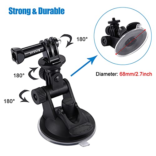 PULUZ Suction Cup Mount for Gopro Car Mount, Adjustable Vehicle Window & Windshield Mount Holder, Compatible with GoPro Hero 12 11 10 9 8 7/Insta360 X3 x2/DJI OSMO Action Camera Mount - size: 6.8cm/2.6inch Suction Cup