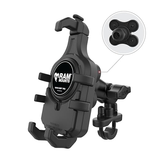 RAM MOUNTS Quick-Grip Pro Vibration Damping Phone Mount with U-Bolt Base for Motorcycles and ATVs RAM-B-149Z-A-PD5VU