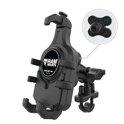 RAM MOUNTS Quick-Grip Pro Vibration Damping Phone Mount with U-Bolt Base for Motorcycles and ATVs RAM-B-149Z-A-PD5VU