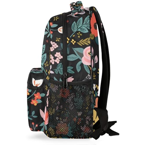 Flower Travel Backpack for Women Men, Water Resistant Laptop Bookbag College School Bag, Large Capacity Floral Print Daypack Schoolbag - color: Floral