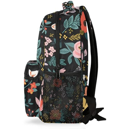 Flower Travel Backpack for Women Men, Water Resistant Laptop Bookbag College School Bag, Large Capacity Floral Print Daypack Schoolbag - color: Floral