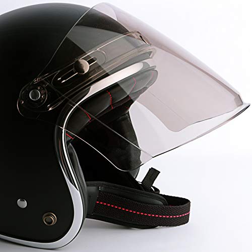 3-Snap Flip Up Full Shield Visor for Motorcycle Half Open Face Helmets (Light Smoke) - color: Light Smoke