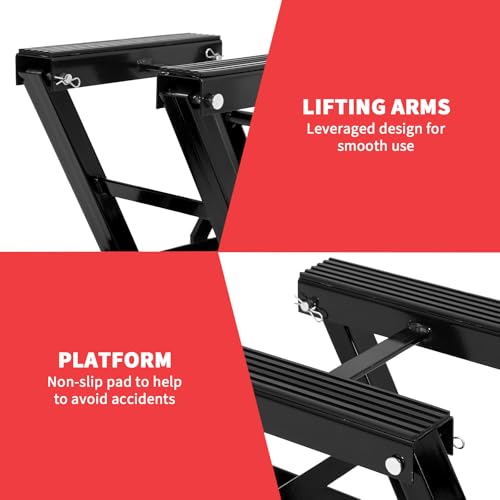 GarveeLife Hydraulic Motorcycle Lift Jack, Scissor Jack with with Foot Pedal & Wheels, 1500LB Capacity, 4.7''-14.57'' Height Range, Non-Slip Platform & 360° Swivel Casters, ATV/UTV/Dirt Bike Lift - color: Red