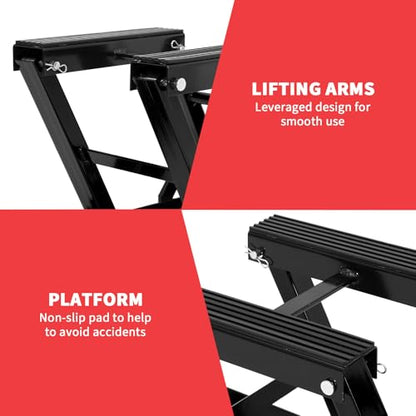 GarveeLife Hydraulic Motorcycle Lift Jack, Scissor Jack with with Foot Pedal & Wheels, 1500LB Capacity, 4.7''-14.57'' Height Range, Non-Slip Platform & 360° Swivel Casters, ATV/UTV/Dirt Bike Lift - color: Red