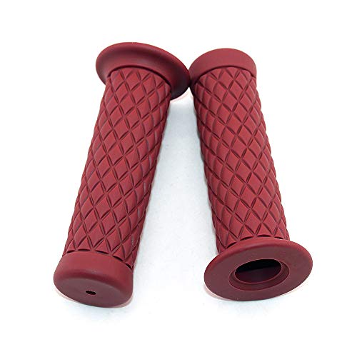 Motorcycle Grips Non Slip Rubber Bar End Thruster Grip 7/8" 22mm 24mm Motorcycle Comfort Hand Handlebar Grip Thruster Grip - color: Vintage Red, size: Bar End-7/8"&1"(22mm&24mm)