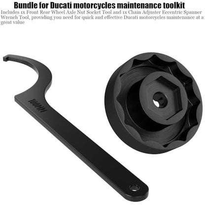 Moker Front Rear Wheel Axle Nut Socket Tool (30mm + 55mm) for Ducati Motorcycle,with Chain Adjuster Eccentric Spanner Wrench Tool