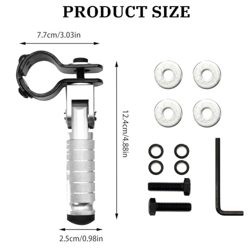 XINGWU M8 Motorcycle Foot Pegs 90 Degree Foldable Footpegs CNC Anti-Skid Footrest Universal for Yamaha Honda Suzuki Aprilia Electric Car Motorbike Mini Bike Dirt Pit Bike Passenger Pedal (Silver) - color: Silver