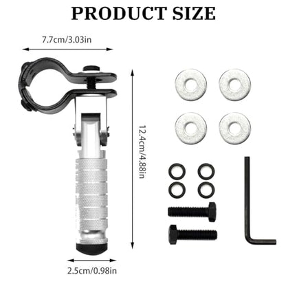 XINGWU M8 Motorcycle Foot Pegs 90 Degree Foldable Footpegs CNC Anti-Skid Footrest Universal for Yamaha Honda Suzuki Aprilia Electric Car Motorbike Mini Bike Dirt Pit Bike Passenger Pedal (Silver) - color: Silver