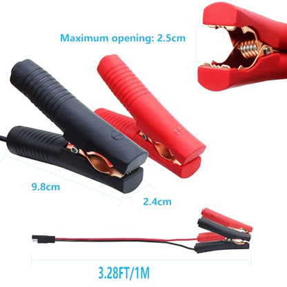 ‎LANMINGLEL SAE to Battery Alligator Clip,14AWG 12V 24V Battery Crocodile Clip to SAE Connector Extension Cable with Polarity Reverse Adapter for Motorcycles,Car,Solar Power Charging (1M) A - size: 1M, style: SAE to Battery Alligator Clip A