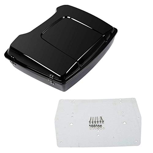 TCMT Black Latch 5.5" Razor Motorcycle Trunk Base Plate Fit For Harley Touring 1997-2013 Road King Road Glide Street Glide Electra Glide Pack - color: BLack Lacthes Trunk+Base Plate