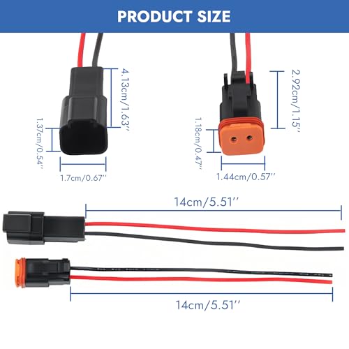 2 Pin DT Connectors Waterproof with 14 AWG Electrical Cable Wire Male Female Waterproof Plug Socket Quick Disconnect Plug for Car Truck Motorcycle Marine Boat and Other Wire Connection- 3 Pack