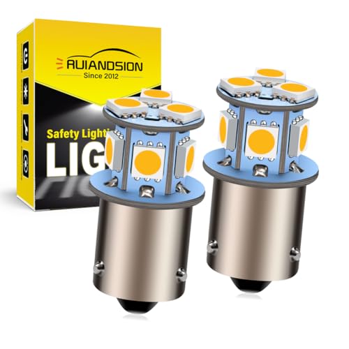 Ruiandsion 2pcs 6V BAU15S 5050 12SMD Warm White LED Light Bulbs for Reverse Lights Turn Signal Tail Lights,Non-polarity - color: Warm White, size: BAU15S