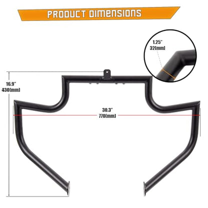 Kinglemc Crash Bar Engine Guard Highway Bar for Harley Davidson Touring Road King Street Glide Electra Glide CVO and Trike Models 97-08 (Black) - color: Black-B