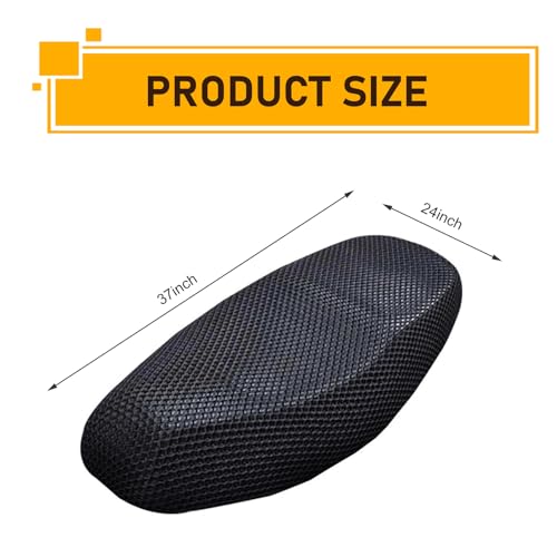 Motorcycle Seat Cover, 3D Spacer Mesh Fabric Protector Cushion, Anti-Slip Flexible Seat Protector, Universal for Scooter Moped Electric Vehicles (Black #L) - size: L