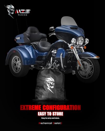 MZS Trike Motorcyle Cover Waterproof Compatible with Freewheeler Tri Glide Ultra Street Road Glide 3 CVO, 3 Wheel Vehicle Covers Sun Rain All Weather Outdoor Protection Storage - size: 110 inch Trike