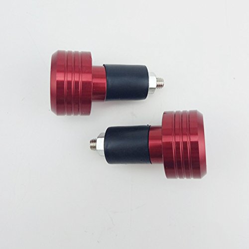 Motorcycle Handlebar Ends,7/8'' Handle Bar Slider Caps Weight Plugs CNC Aluminum (Red) - color: Red